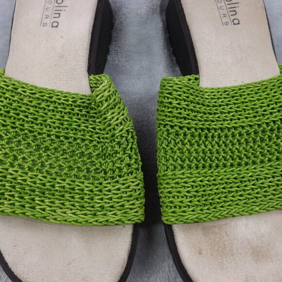 Carolina Colours‎ Sandals Women's Sz 8M Green Slip On Wedge Stretchy Woven Top - Picture 15 of 16